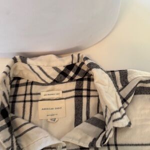 Black and Cream Plaid Button Down